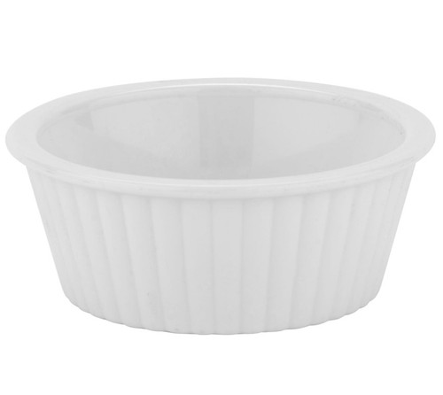 G.E.T - 2 oz White SAN Plastic Fluted Ramekin (48 Per Case) - ER-402-W