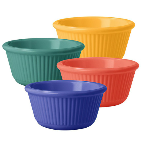 G.E.T - Diamond Mardi Gras 3 oz Mixed Colors Melamine Fluted Ramekin (48 Per Case) - RM-389-MIX