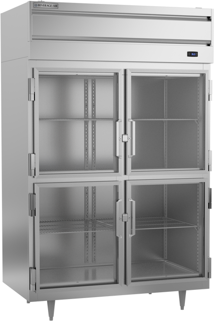 Beverage-Air - 52" P Series Stainless Steel Reach-In Refrigerator w/ 4 Glass Swing Half Doors - PR2HC-1BHG