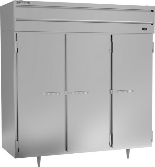 Beverage-Air - 78" P Series Stainless Steel Reach-In Refrigerator w/ 3 Solid Swing Doors - PR3HC-1AS