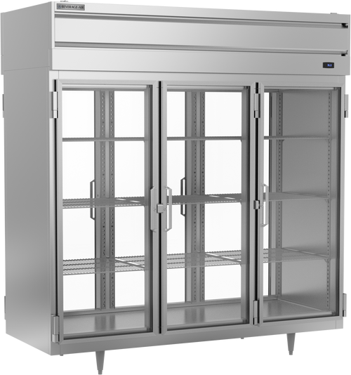 Beverage-Air - 78" P Series Stainless Steel Pass-Thru Refrigerator w/ 6 Glass Swing Doors - PRD3HC-1BG