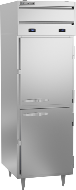 Beverage-Air - 27" P Series Stainless Steel Refrigerator/Freezer w/ 2 Solid Swing Half Doors - PRF12-12HC-1HS