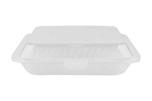 G.E.T - Eco-Takeouts 9" x 9" Clear Polypropylene 3-Compartment Reusable Food Container (12 Per Case) - EC-12-1-CL