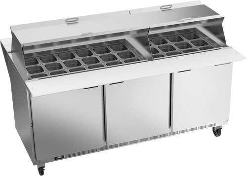 Beverage-Air - 72" Mega Top Sandwich Prep Table w/ 3 Doors & Dual Sides - SPE72HC-30M-DS
