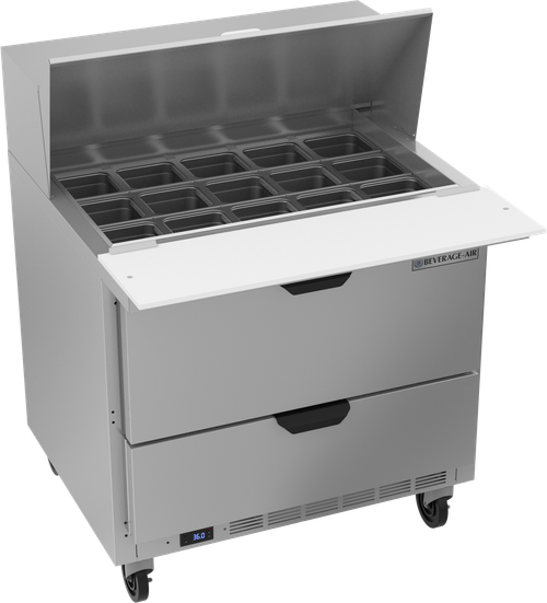 Beverage-Air - 36" Mega Top Sandwich Prep Table w/ 2 Drawers - SPED36HC-15M-2
