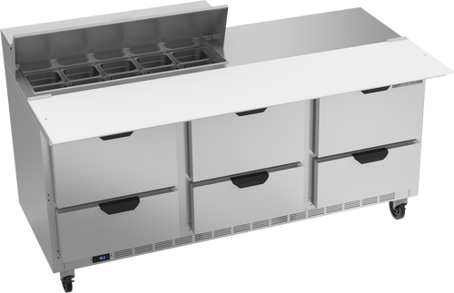 Beverage-Air - 72" Sandwich Prep Table w/ 6 Drawers & 17" Cutting Board - SPED72HC-10C-6