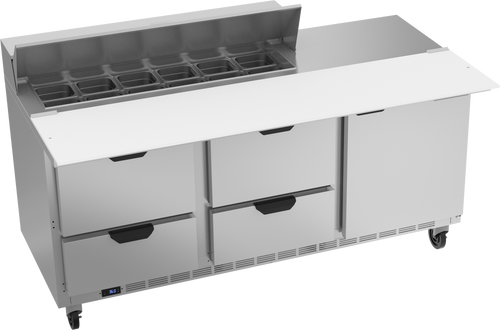 Beverage-Air - 72" Sandwich Prep Table w/ 4 Drawers, 1 Door & 17" Cutting Board - SPED72HC-12C-4