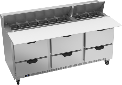 Beverage-Air - 72" Sandwich Prep Table w/ 6 Drawers & 17" Cutting Board - SPED72HC-18C-6