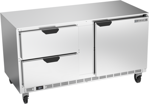 Beverage-Air - 60" Mobile Undercounter Refrigerator w/ 1 Solid Swing Door & 2 Drawers - UCRD60AHC-2