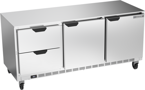 Beverage-Air - 72" Mobile Undercounter Refrigerator w/ 2 Solid Swing Doors & 2 Drawers - UCRD72AHC-2