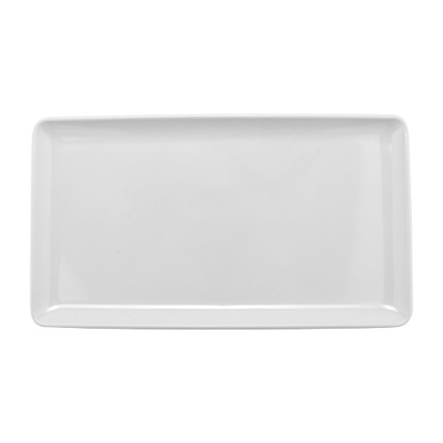 G.E.T - Midtown 12.5" x 7" White Rectangular Coupe Platter (12 Per Case) - CS-1257-W