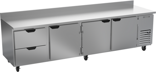 Beverage-Air - 119" Mobile Worktop Refrigerator w/ 2 Drawers, 3 Doors & Foamed-In Backsplash - WTRD119AHC-2