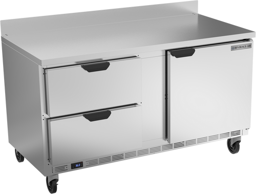 Beverage-Air - 60" Mobile Worktop Refrigerator w/ 2 Drawers & 1 Door - WTRD60AHC-2