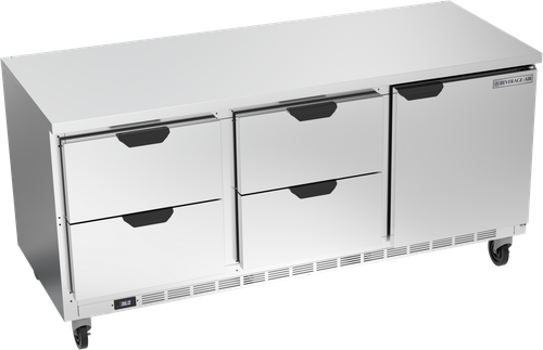 Beverage-Air - 72" Mobile Worktop Refrigerator w/ 4 Drawers & 1 Door - WTRD72AHC-4-FLT
