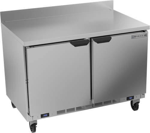 Beverage-Air - 48" Mobile Worktop Refrigerator/Freezer w/ 2 Solid Swing Doors - WTRF48AHC