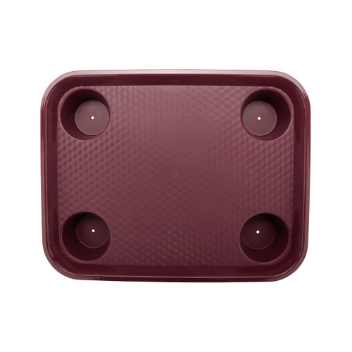G.E.T - Serving Trays 17" x 14" Burgundy Fast Food Tray W/ Cup Holders (12 Per Case) - FT-20-BU