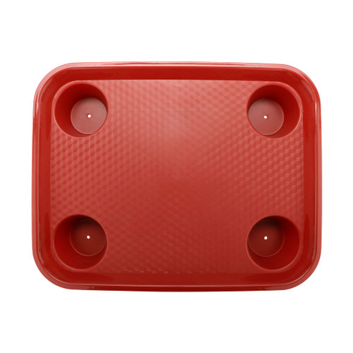 G.E.T - Serving Trays 17" x 14" Red Fast Food Tray W/ Cup Holders (12 Per Case) - FT-20-R