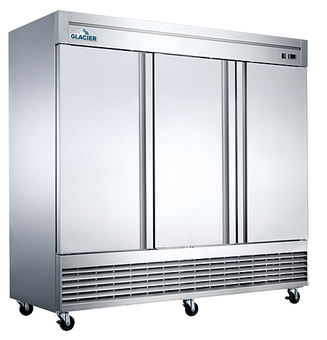 Glacier - 83" Stainless Steel Reach-In Refrigerator w/ 3 Solid Swing Doors - GR-3