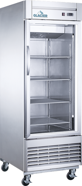 Glacier - 28" Stainless Steel Reach-In Freezer w/ 1 Glass Swing Door - GF-1G