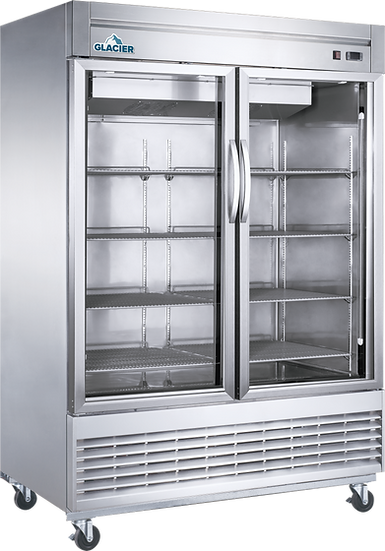 Glacier - 55" Stainless Steel Reach-In Freezer w/ 2 Glass Swing Doors - GF-2G