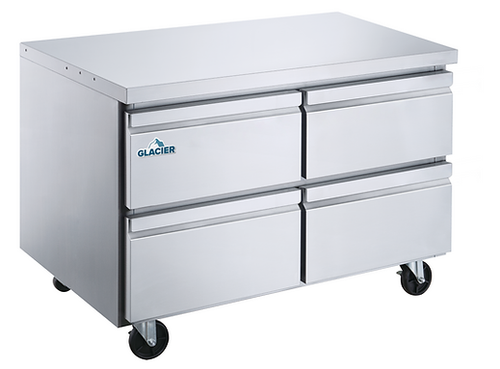 Glacier - 60" Stainless Steel Undercounter Refrigerator w/ 4 Drawers - GUR-60DWR