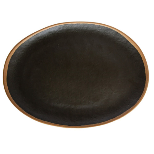 G.E.T - Pottery Market Glazed 15" x 11" Brown Oval Platter (6 Per Case) - P-151-BR