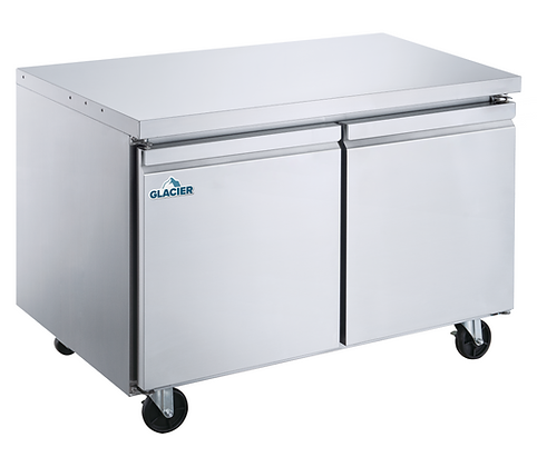 Glacier - 60" Stainless Steel Undercounter Freezer w/ 2 Solid Swing Doors - GUF-60