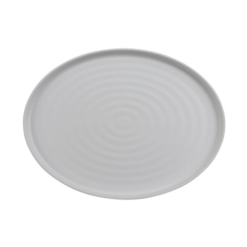 G.E.T - Roca Matte 16" x 12" White / Gray Matte Oval Platter (6 Per Case) - RO-1612-WM/GRM
