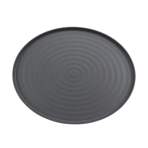 G.E.T - Roca Matte 20" x 16" Gray / Black Matte Oval Platter (3 Per Case) - RO-2016-GRM/BKM