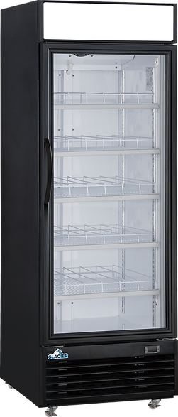 Glacier - 29" Black Merchandiser Refrigerator w/ 1 Glass Swing Door - GM-19R