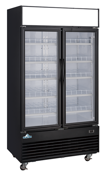 Glacier - 39" Black Merchandiser Refrigerator w/ 2 Glass Swing Doors - GM-33R