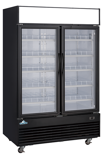 Glacier - 54" Black Merchandiser Refrigerator w/ 2 Glass Swing Doors - GM-48R