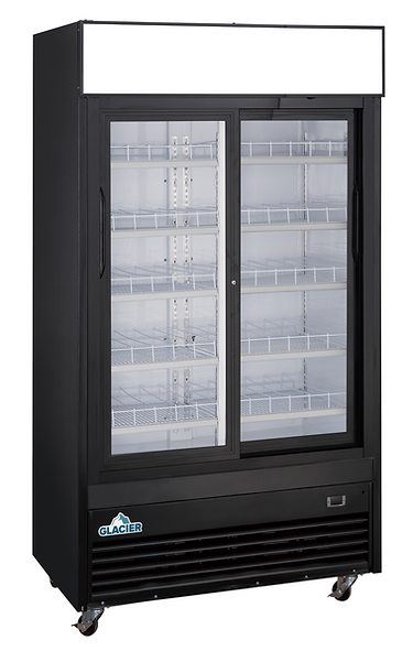 Glacier - 39" Black Merchandiser Refrigerator w/ 2 Glass Sliding Doors - GM-32SD