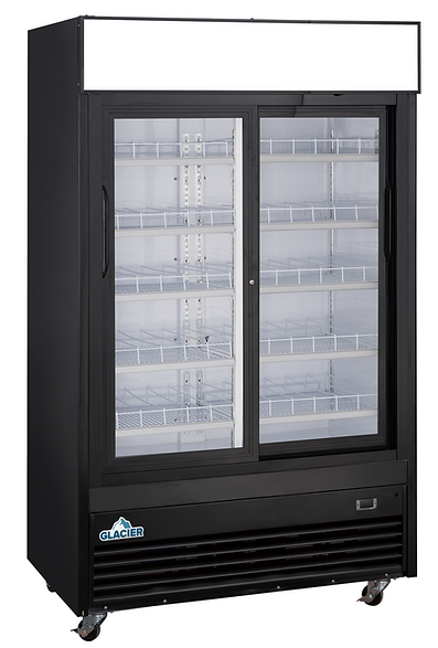 Glacier - 47" Black Merchandiser Refrigerator w/ 2 Glass Sliding Doors - GM-40SD