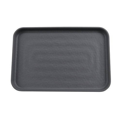 G.E.T - Roca Matte 12" x 8" Gray / Black Matte Rectangular Plate (12 Per Case) - RS-128-GRM/BKM