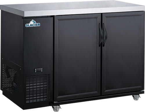 Glacier - 49" Black Back Bar Cooler w/ 2 Solid Swing Doors - GBB-49