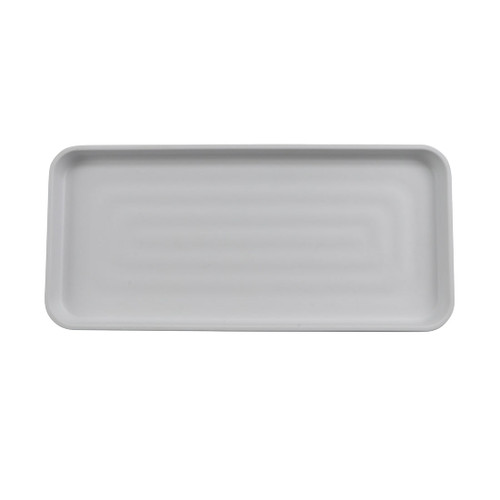 G.E.T - Roca Matte 13" x 6" White / Gray Matte Rectangle Platter (12 Per Case) - RS-136-WM/GRM