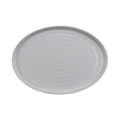 G.E.T - Roca Glazed 14" x 10" White / Gray Oval Platter (6 Per Case) - RO-1410-WS/GRM