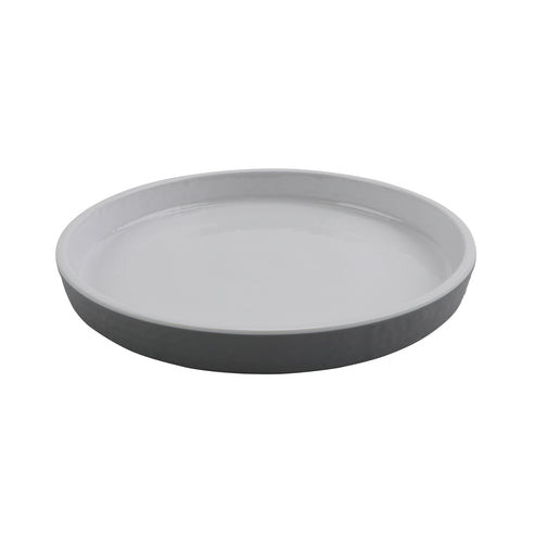 G.E.T - Roca Glazed 7" White / Gray Round Dinner Plate (24 Per Case) - RP-7-WS/GRM
