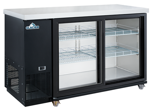 Glacier - 49" Black Back Bar Cooler w/ 2 Glass Sliding Doors - GBB-49GSD