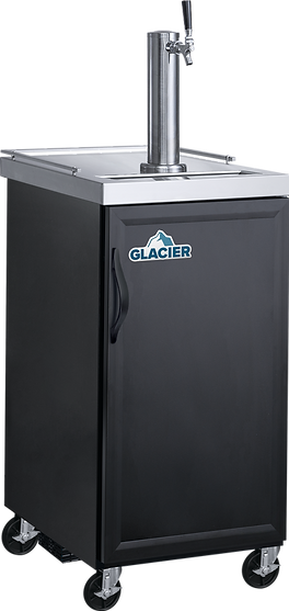 Glacier - 24" Black Single Tap Kegerator w/ 1 Solid Swing Door - GDD-1