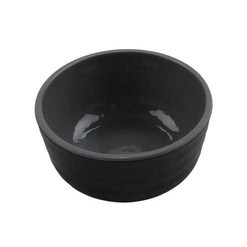 .E.T - Roca Glazed 3 oz Gray / Black Sauce Dish (72 Per Case) - RR-3-GRS/BKM