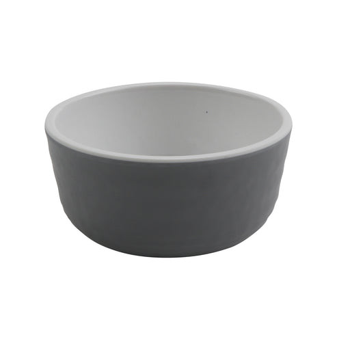 G.E.T - Roca Glazed 3 oz White / Gray Sauce Dish (72 Per Case) - RR-3-WS/GRM