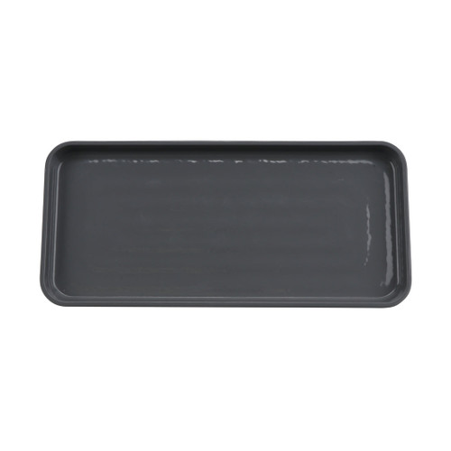 G.E.T - Roca Glazed 13" x 6" Gray / Black Rectangle Platter (12 Per Case) - RS-136-GRS/BKM
