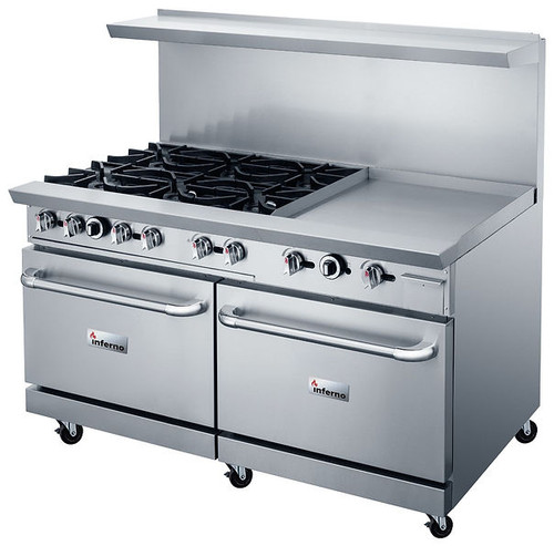 Inferno - 60" Natural Gas Range w/ 6 Open Burners & 24" Griddle - IR60-6B-24G