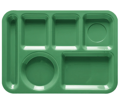 G.E.T - School Trays 13.75" x 9.8" Rainforest Green Left Handed 6-Compartment Tray (12 Per Case) - TL-152-FG
