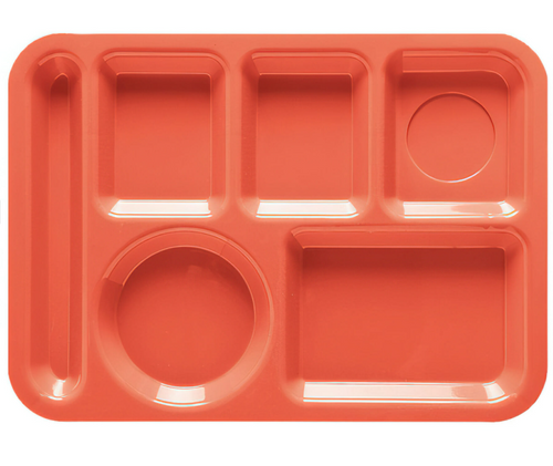 G.E.T - School Trays 13.75" x 9.8" Rio Orange Left Handed 6-Compartment Tray (12 Per Case) - TL-152-RO