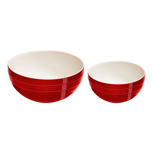 Staub - 2 Piece Cherry Ceramic Large Mixing Bowl Set - 1029123