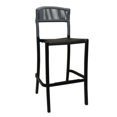Grosfillex - Tahoe Heather Gray/Black Barstool (8 Pack) - UT827017