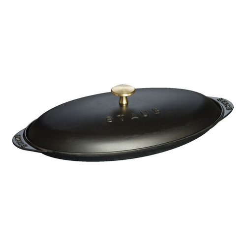 Staub - 12.25" Black Oval Cast Iron Covered Fish Pan - 1004024